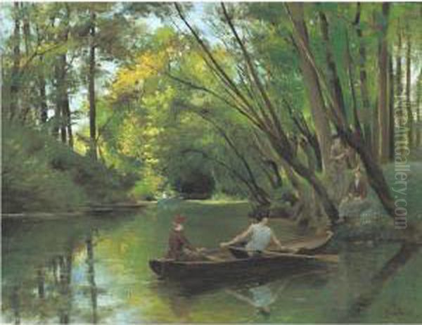 The Boatmen Oil Painting by Jules Scalbert