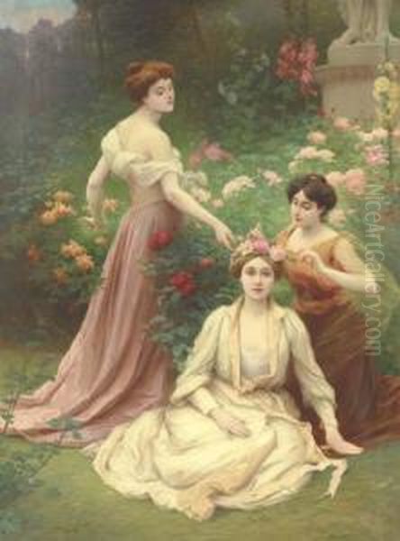 The Crown Of Roses Oil Painting by Jules Scalbert