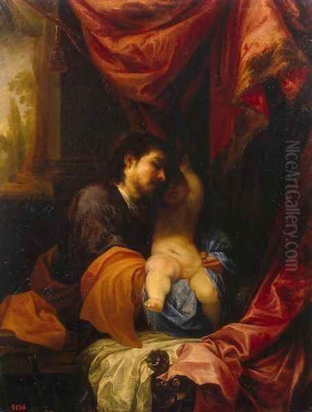 St Joseph and the Infant Christ Oil Painting by Juan Antonio Frias y Escalante