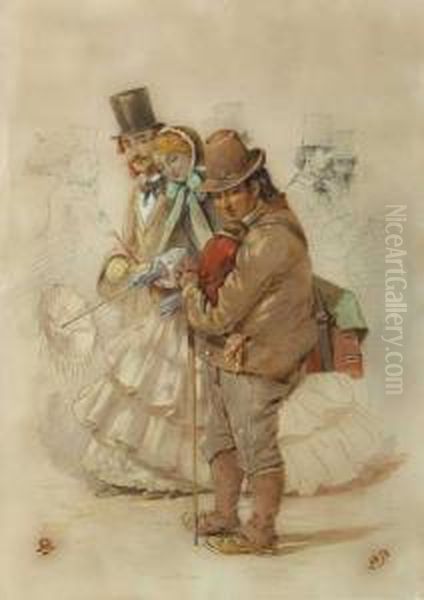 Organ Grinder And Monkey Oil Painting by Robert Richard Scanlan