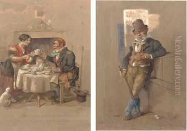 Eight Illustrations Depicting The Life Of Mr O'donohoo Oil Painting by Robert Richard Scanlan