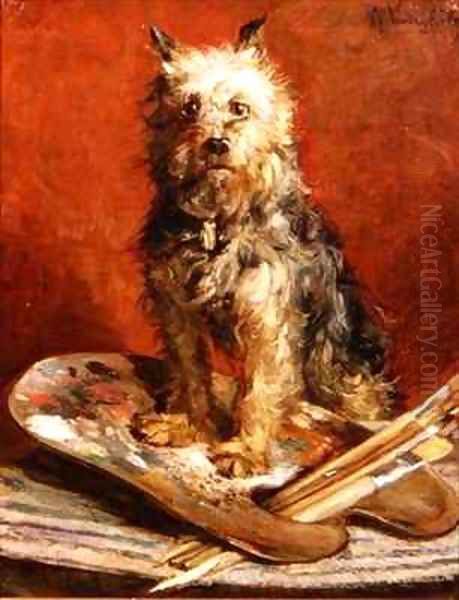 The Artists Dog Oil Painting by Charles van den Eycken