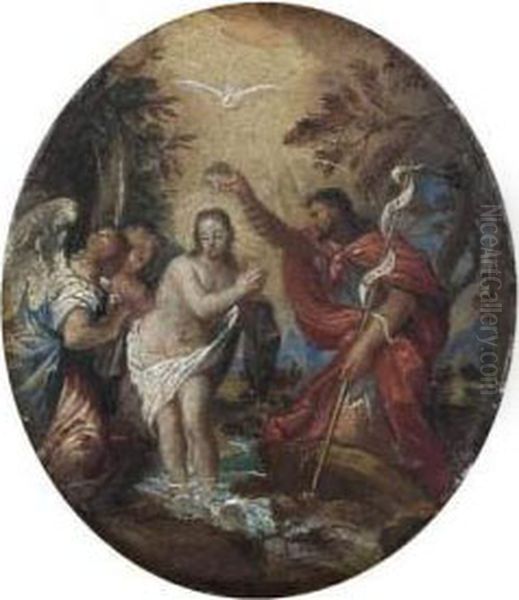 Le Bapteme Du Christ Oil Painting by Ippolito Scarsella (see Scarsellino)