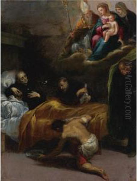 Death Of Saint Dominic With The Virgin And Other Saints Oil Painting by Ippolito Scarsella (see Scarsellino)