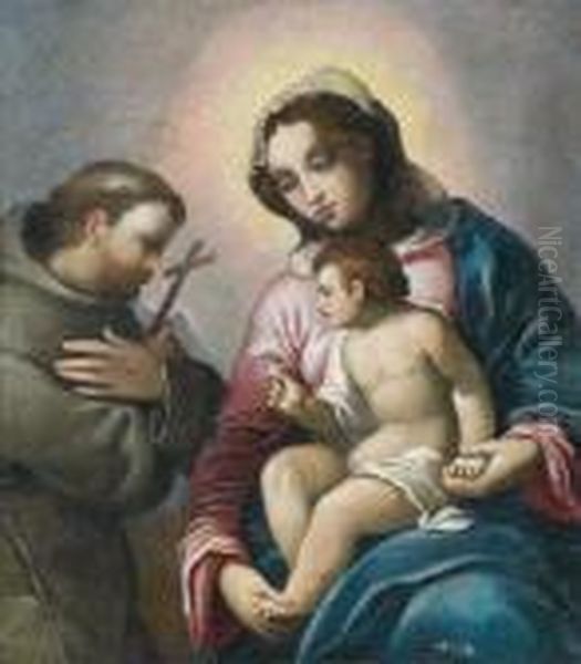 Madonna Con Bambino E San Francesco Oil Painting by Ippolito Scarsella (see Scarsellino)