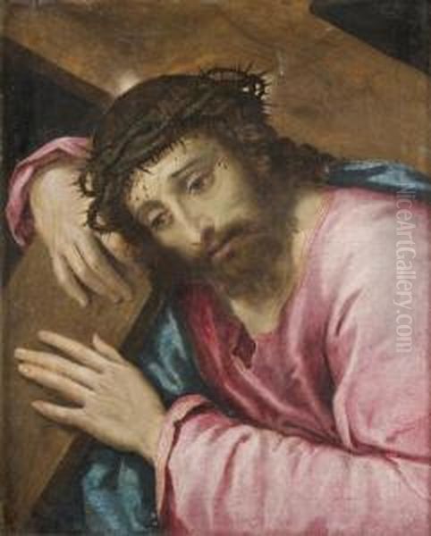 Le Christ Portant Sa Croix Oil Painting by Ippolito Scarsella (see Scarsellino)