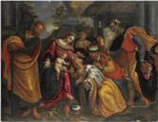 Adorazione Dei Magi Oil Painting by Ippolito Scarsella (see Scarsellino)