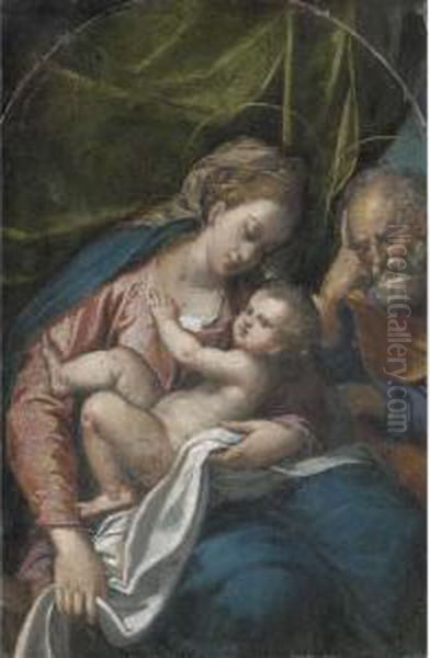 The Holy Family Oil Painting by Ippolito Scarsella (see Scarsellino)