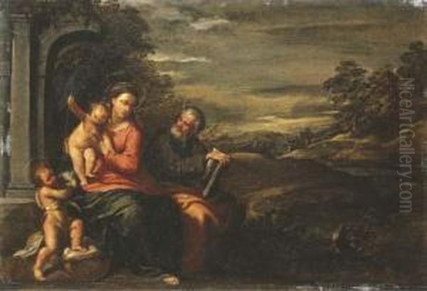 The Holy Family Oil Painting by Ippolito Scarsella (see Scarsellino)