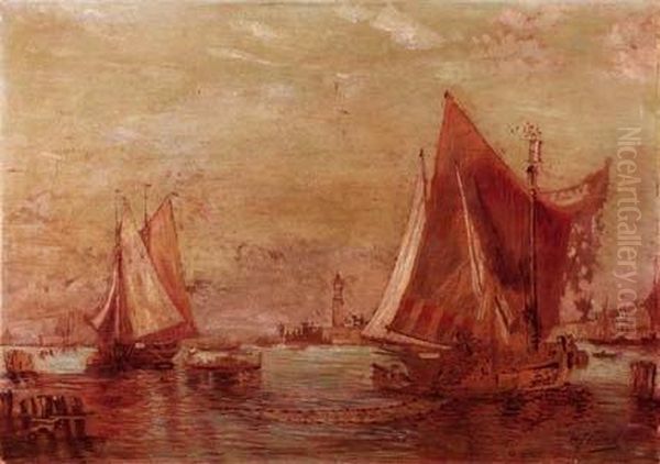 Barche In Laguna Oil Painting by Ferruccio Scattola