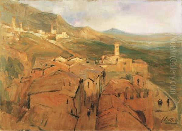 Tramonto Ad Assisi Oil Painting by Ferruccio Scattola