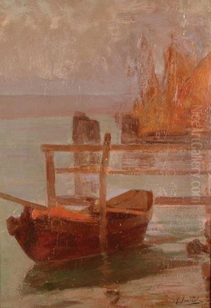 Barche In Laguna Oil Painting by Ferruccio Scattola