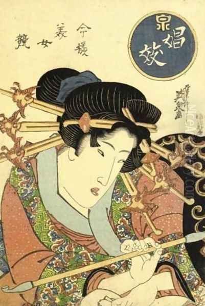 Shogi (Courtesan) Oil Painting by Keisai Eisen