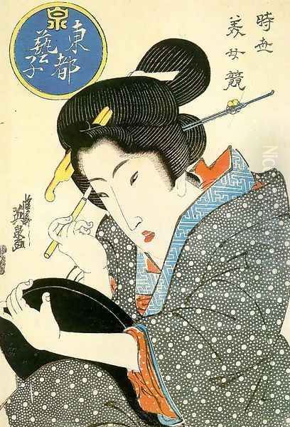 Contest of Beauties: A Geisha from the Eastern Capital, 1818-1830 Oil Painting by Keisai Eisen