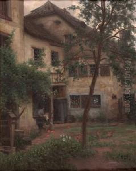 Innenhof Oil Painting by Karl Martin Schade