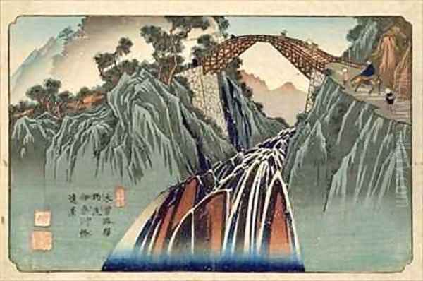 Inagawa bridge at Nojiri Nojiri Inagawa bashi Enkei Oil Painting by Keisai Eisen