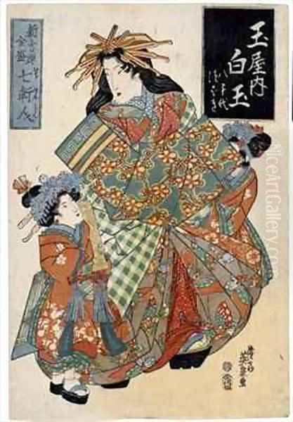 The Courtesan Shiratama from the Tamaya House 2 Oil Painting by Keisai Eisen