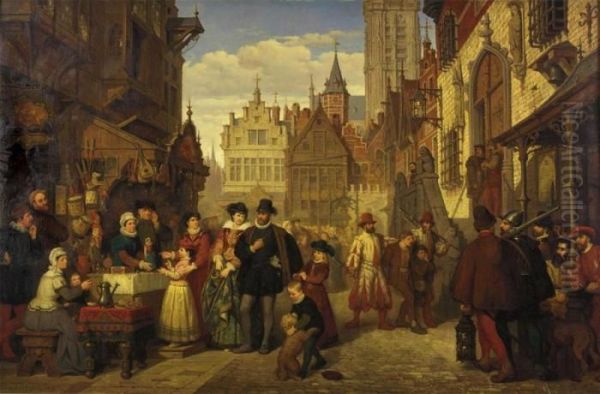 La Fete A Anvers Au Xvieme Siecle Oil Painting by Hendrik Frans Schaefels