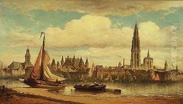 Rede Van Antwerpen. Oil Painting by Hendrik Frans Schaefels