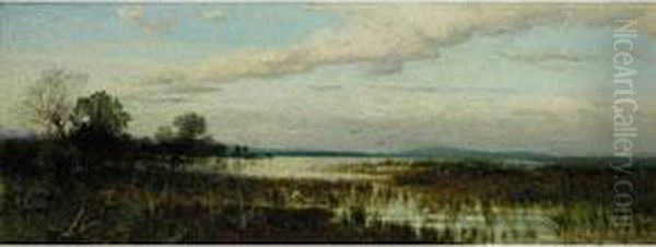 Ansicht Vom Chiemsee Oil Painting by August Schaeffer von Wienwald