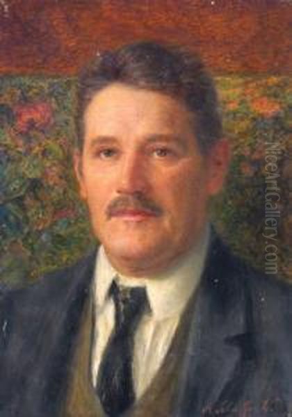 Herrenportrait Oil Painting by August Schaeffer von Wienwald