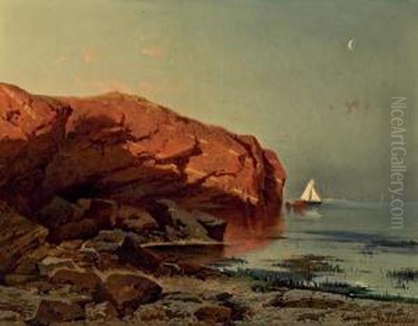 Abendstimmung Am Meer Oil Painting by August Schaeffer von Wienwald