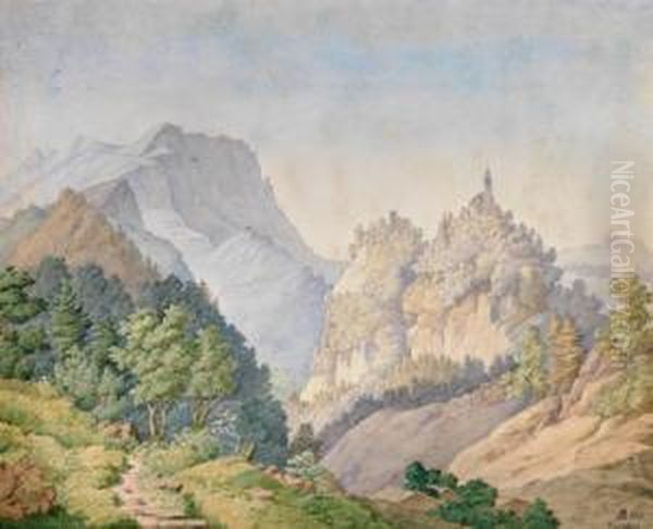 Veduta Di Karlstein Oil Painting by August Schaeffer von Wienwald