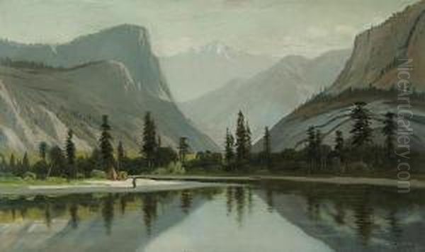 Morning On Mirror Lake, Yosemite Valley Oil Painting by Frederick Ferdinand Schafer