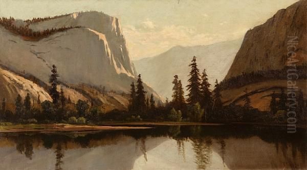 Yosemite From The Merced Oil Painting by Frederick Ferdinand Schafer