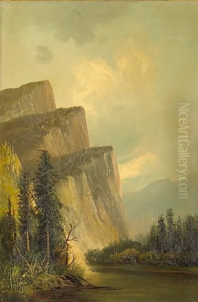 Three Brothers, Yosemite Oil Painting by Frederick Ferdinand Schafer