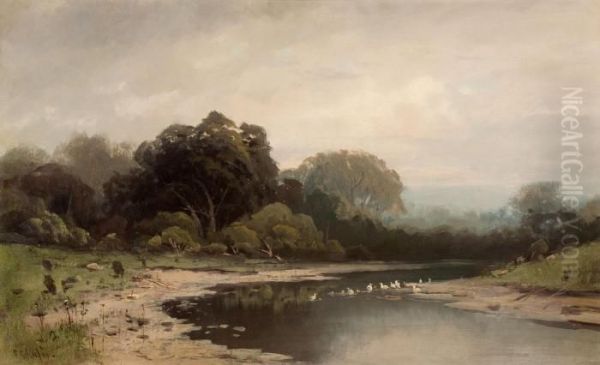 On Merced River Cala Oil Painting by Frederick Ferdinand Schafer