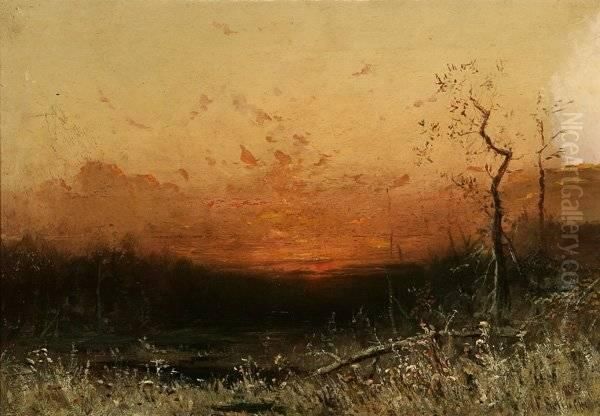 Setting Sun Oil Painting by Frederick Ferdinand Schafer