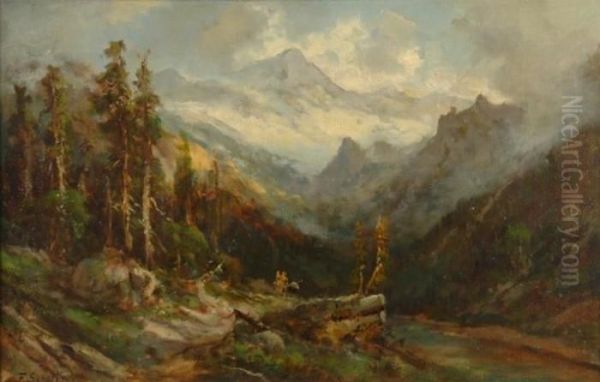 In The California Sierras, Circa Oil Painting by Frederick Ferdinand Schafer