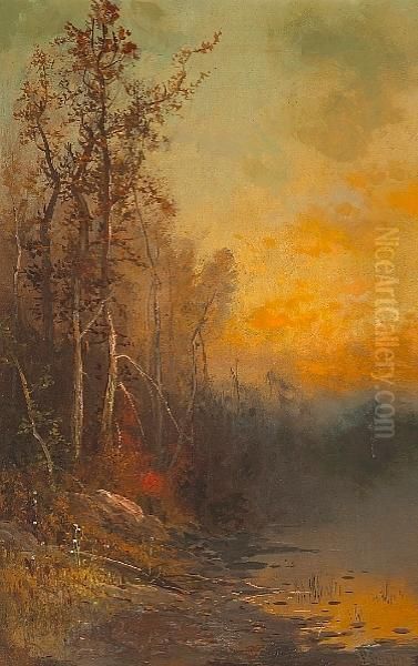 Autumn Evening In The White Mountains, New Hampshire Oil Painting by Frederick Ferdinand Schafer