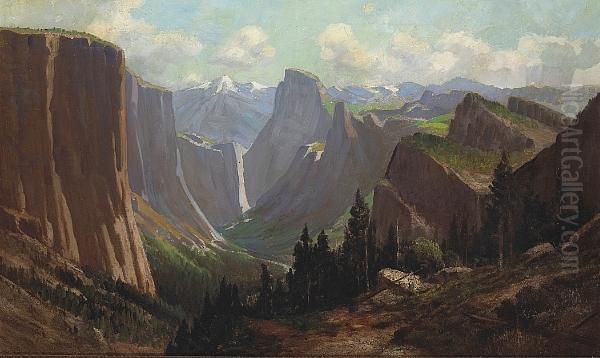 Yosemite Valley Oil Painting by Frederick Ferdinand Schafer