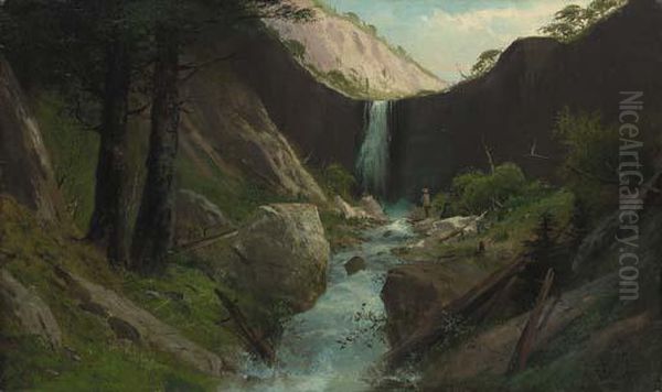 At The Waterfall Oil Painting by Frederick Ferdinand Schafer