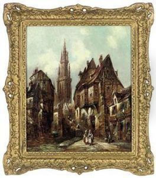 St. Ouen, Rouen, Normandy; And Antwerp, Belgium Oil Painting by Henry Schafer