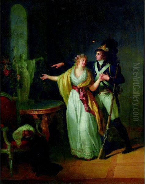 Une Declaration Amoureuse Oil Painting by Jean-Frederic Schall