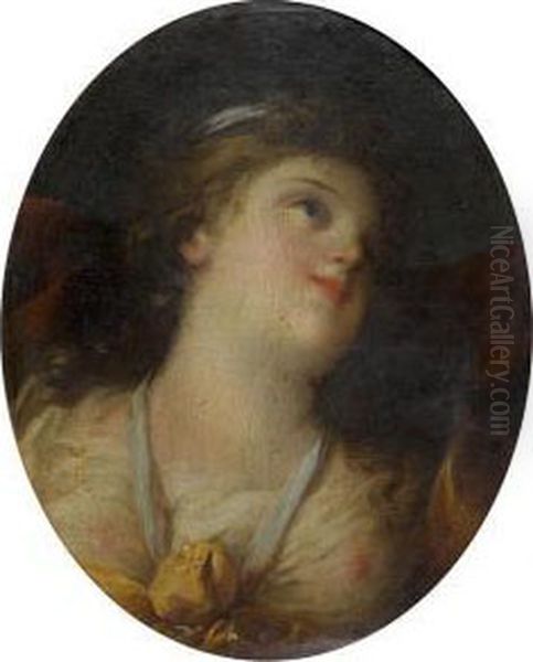 Portrait De Jeune Femme Oil Painting by Jean-Frederic Schall