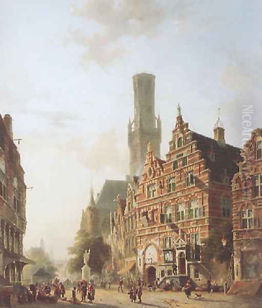 The Belfry at Bruges Oil Painting by Adrianus Eversen