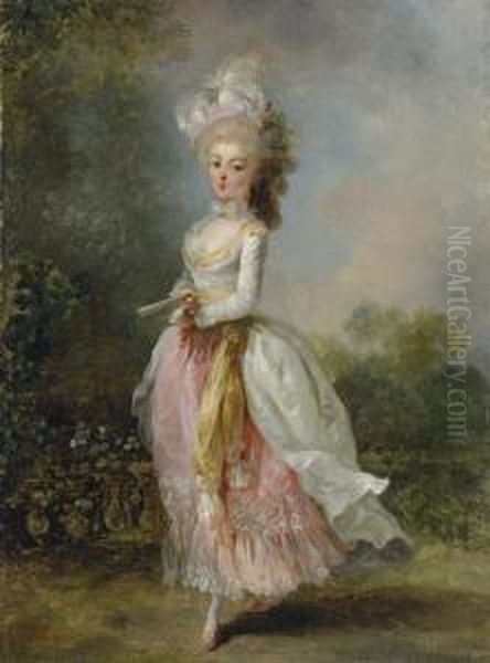 Portrait Of A Lady, Said To Be Marie-madeleine Oil Painting by Jean-Frederic Schall