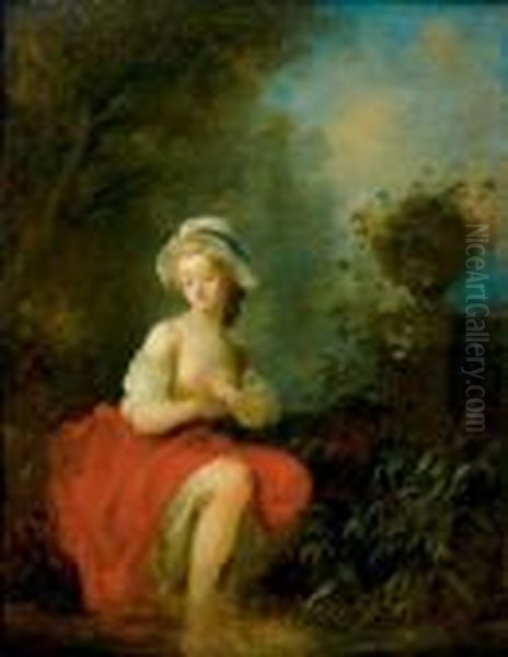 Jeune Femme Au Bain Oil Painting by Jean-Frederic Schall