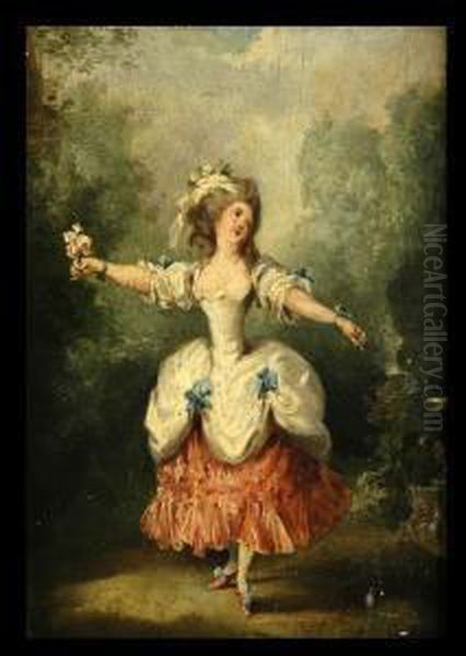 Dancer In 18th C. Dress Oil Painting by Jean-Frederic Schall