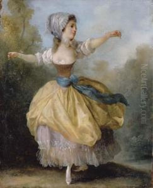 A Young Lady Dancing In A Wooded Glade Oil Painting by Jean-Frederic Schall