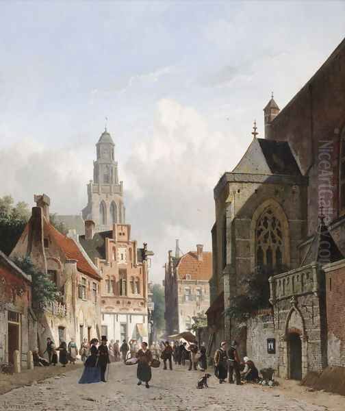 View in Utrecht Oil Painting by Adrianus Eversen