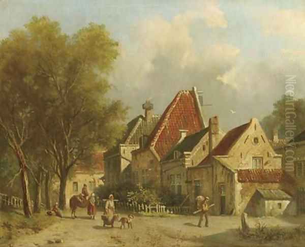 Village life Oil Painting by Adrianus Eversen