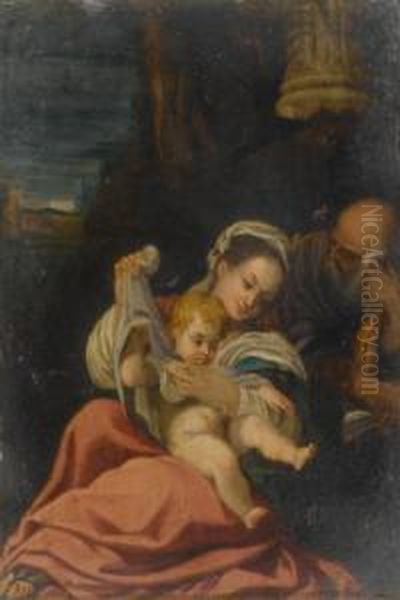 The Holy Family Oil Painting by Bartolomeo Schedoni