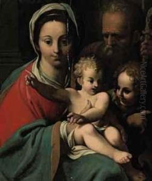 The Holy Family With Saint John The Baptist Oil Painting by Bartolomeo Schedoni