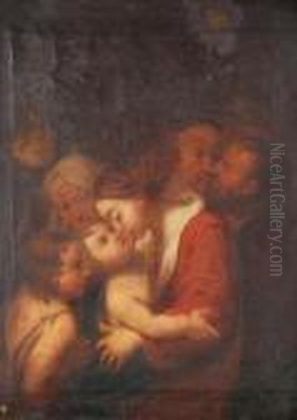 Schedone The Holy Familywith The Infant St. John Oil Painting by Bartolomeo Schedoni