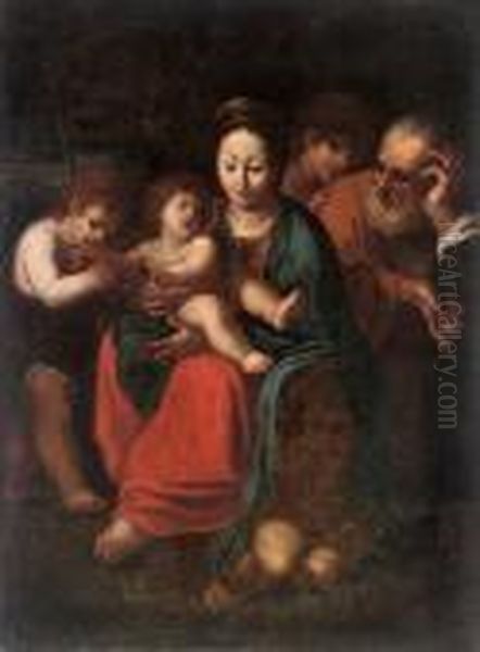 The Holy Family With The Infant Saint John The Baptist Oil Painting by Bartolomeo Schedoni